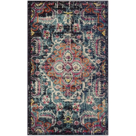 Safavieh 3 x 5 ft. Monaco Power Loomed Rug, Small Rectangle - Blue and Fuchsia MNC252J-3